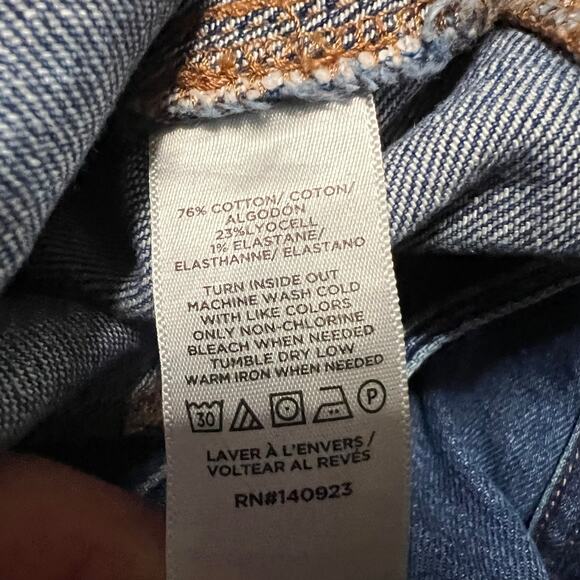 Loft Jeans Womens 32 /14  (35x26) The Straight High Rise Blue Cropped Button Fly - Picture 8 of 13